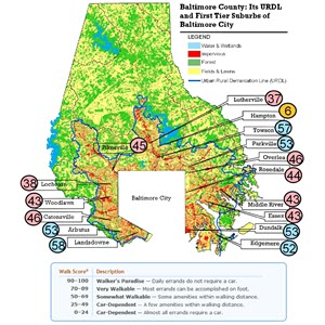 Walk Scores Baltimore County Inner Suburbs